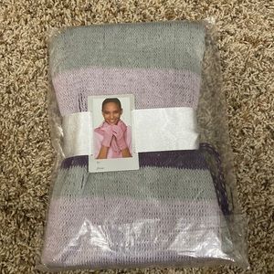 New York & Company scarf & gloves set.  Purple and grey striped. NWT.